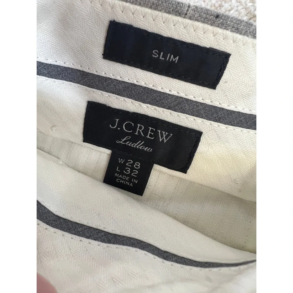 J. Crew Ludlow Slim‎ Fit Plaid Wool Silk Dress Pants Mens 28x32 Gray